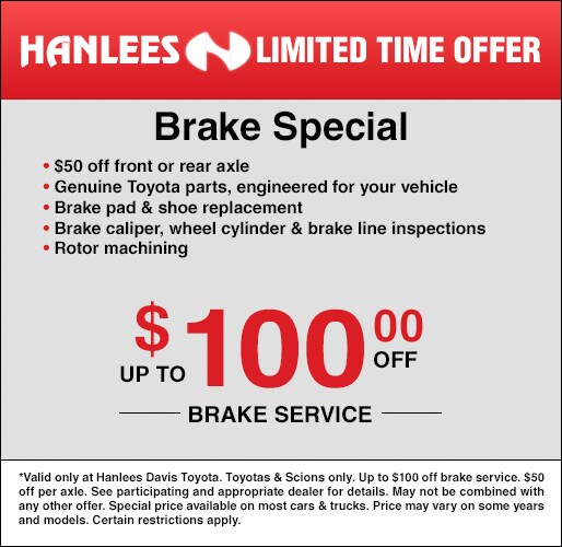 Services Promotions Hanlees Davis Toyota photograph relating to Toyota Service Coupons Printable named Services Bargains Hanlees Davis Toyota